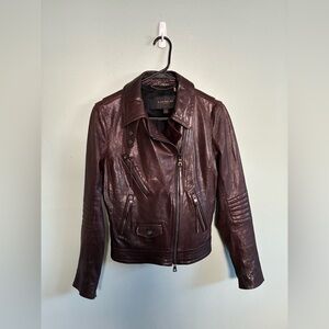 Coach Women's Moto 100% Sheep Leather Shell Dark Brown Biker Jacket Sz S